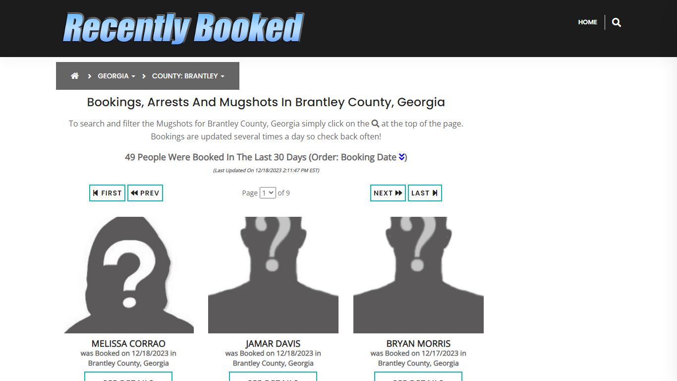 Recent bookings, Arrests, Mugshots in Brantley County, Georgia